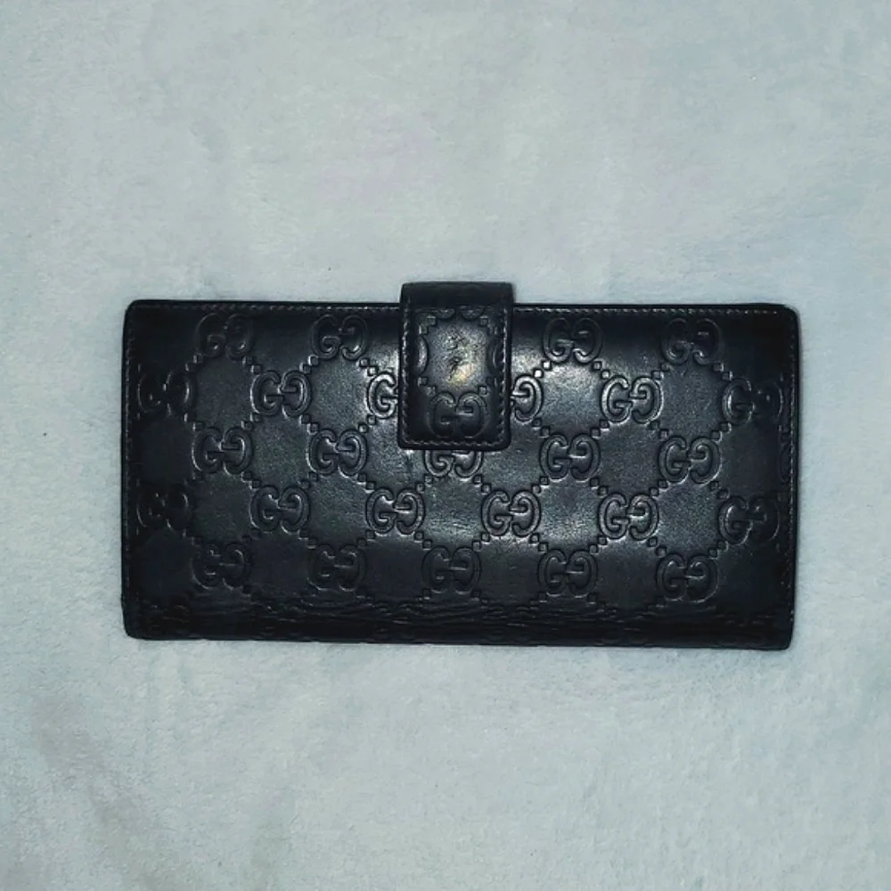 Gucci Black Guccissima Leather Flap Continental Wallet - Picture 15 of 16